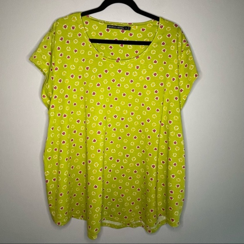 Gundrun Sjoden Floral Print Short Sleeve Tunic - size XXL